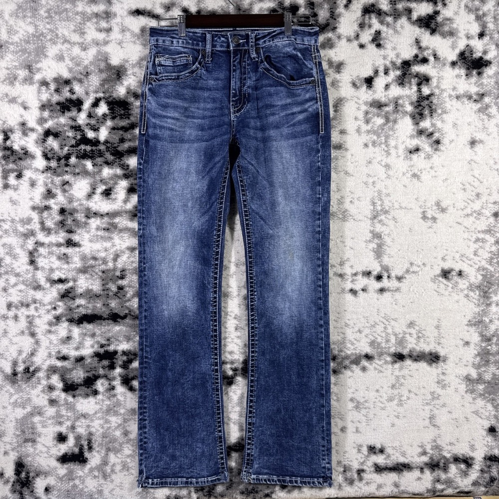 Rockabilly Y2K Acid Wash BKE Jake Jeans Mens Size 32L (30x33) Bootleg Stretch